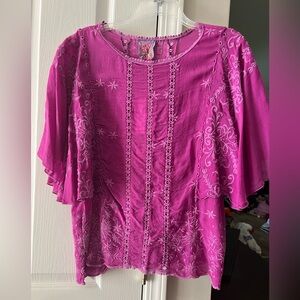 Johnny Was Sunflower Alta Top Magenta Fuchsia Size S New